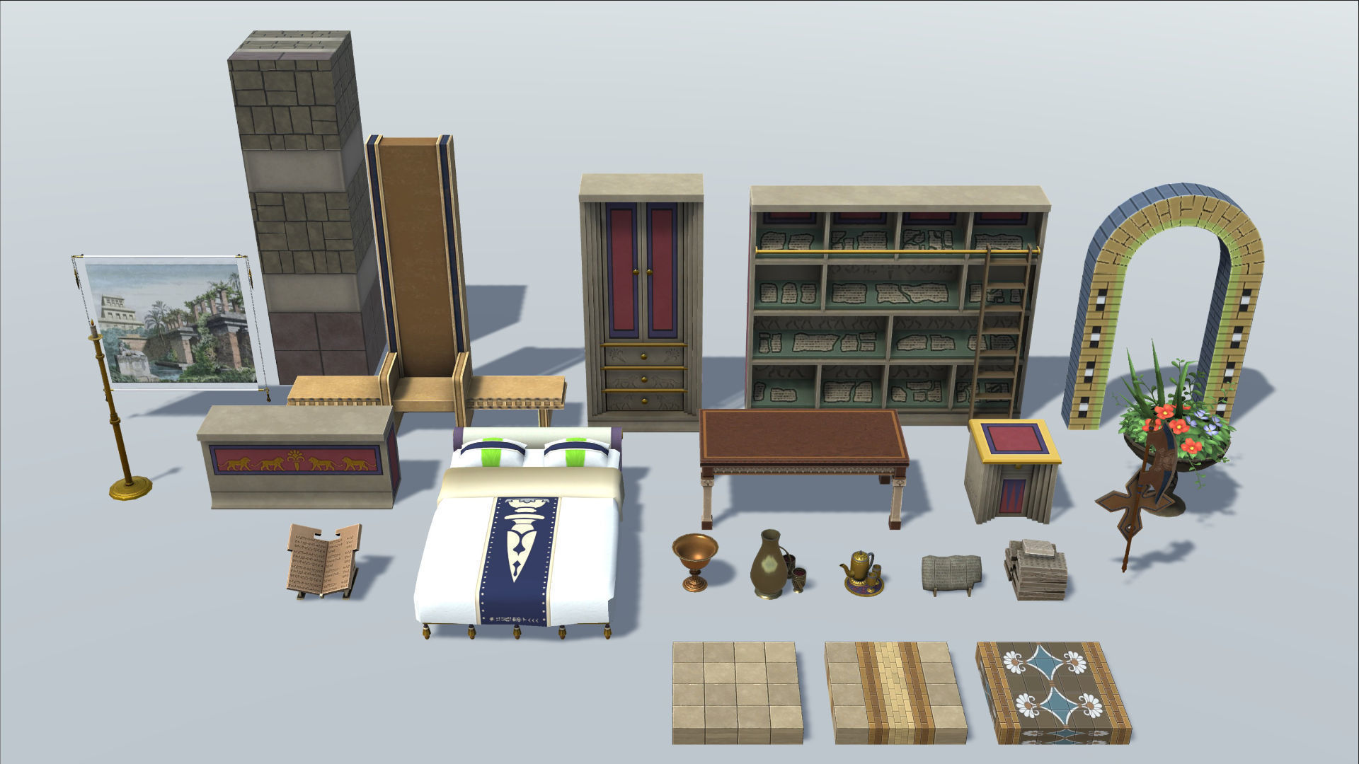 Mesopotamia Babylon Furniture Low-poly 3D model_1