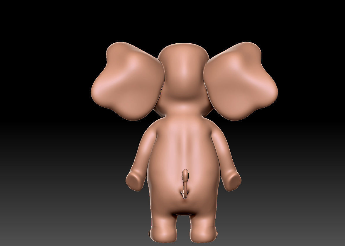 cartoon elephant 3D print model_4