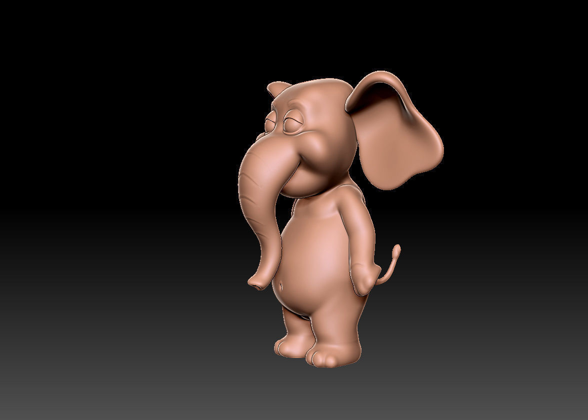cartoon elephant 3D print model_1