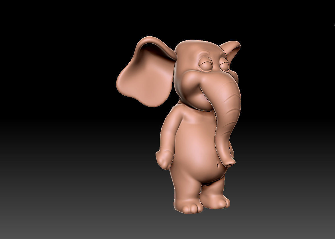 cartoon elephant 3D print model_2