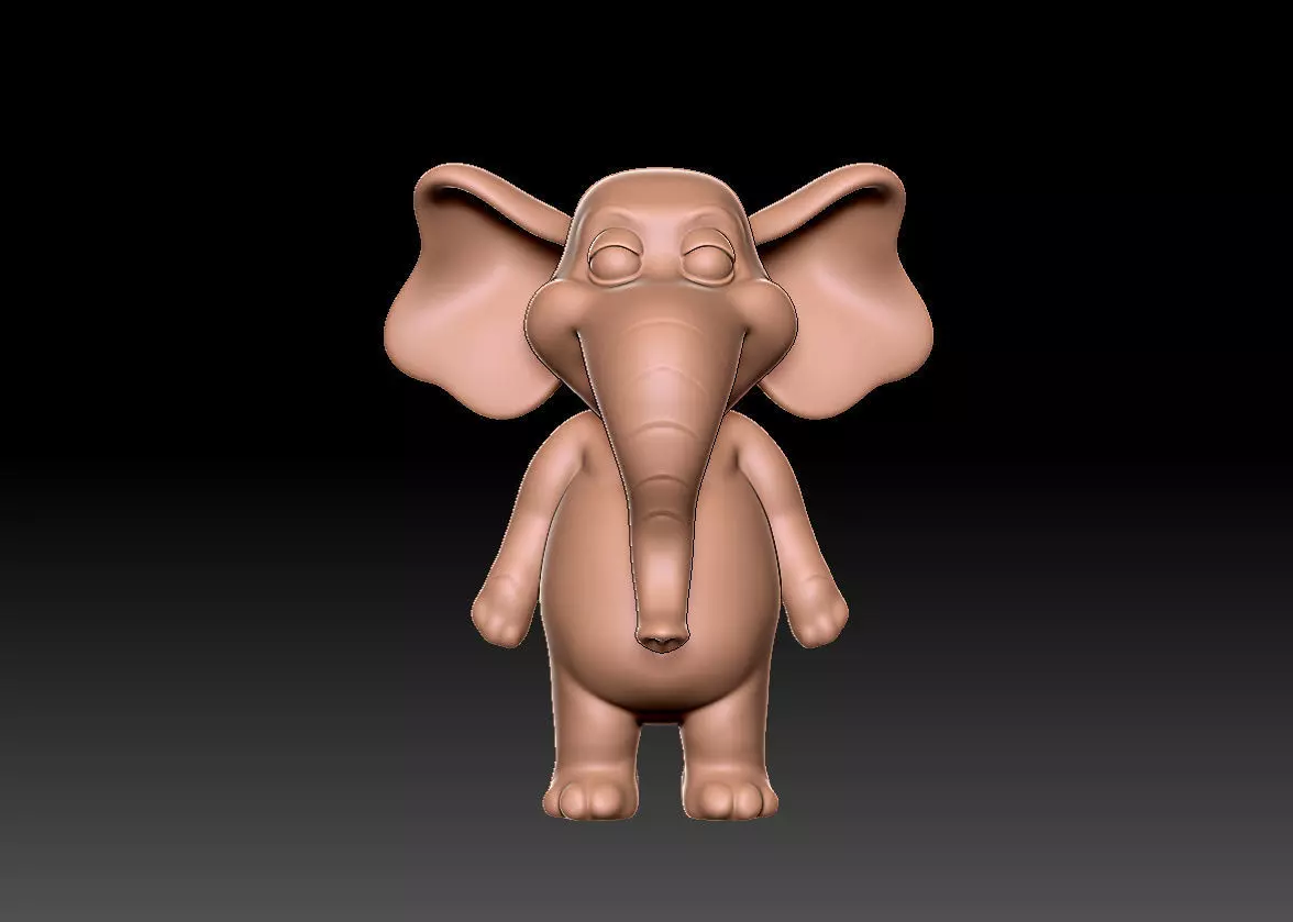 cartoon elephant 3D print model_0