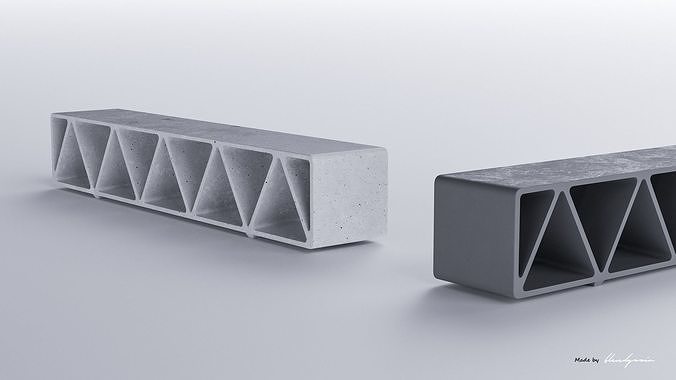PARK MODERN BENCH CONSTRUQTA CONCRETE 3D model 4