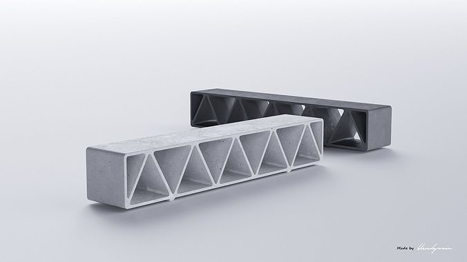 PARK MODERN BENCH CONSTRUQTA CONCRETE 3D model 2