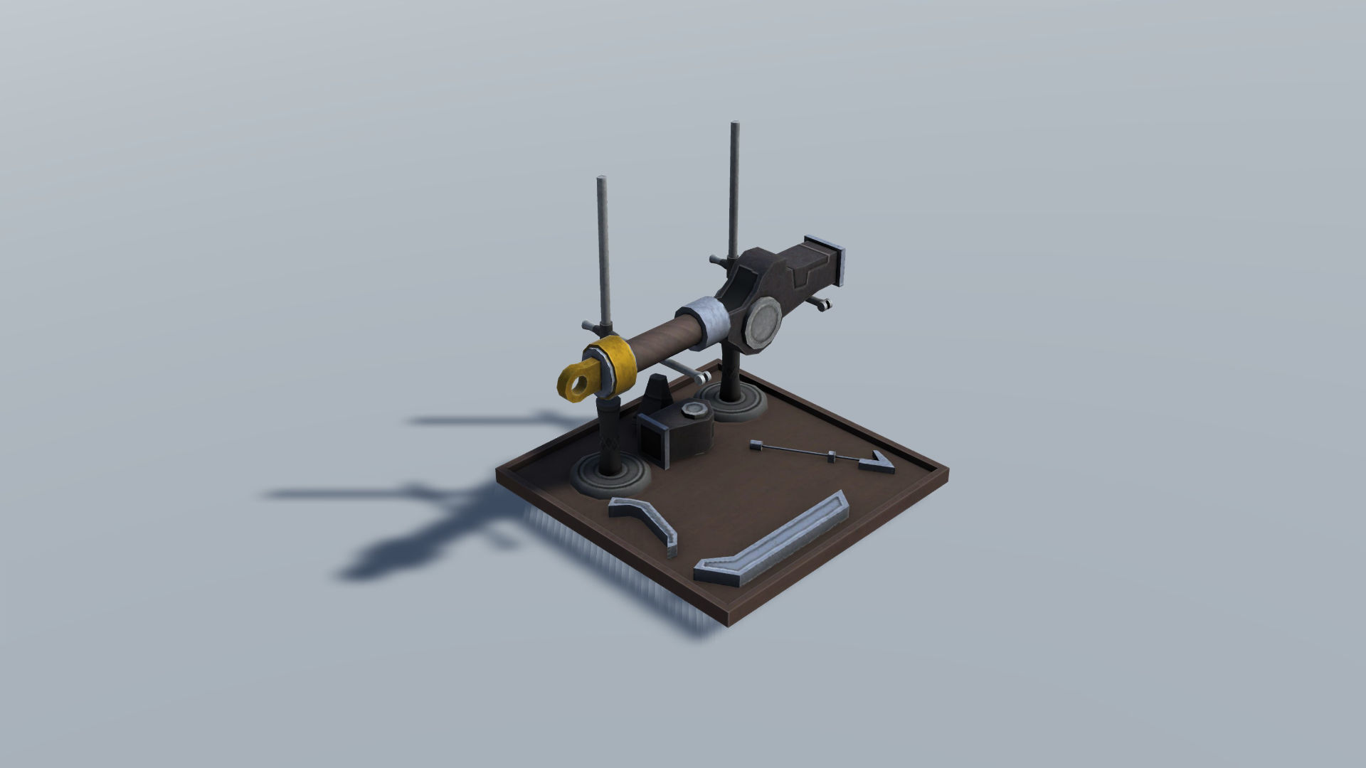 Bedroom Set B wooden cabinet with gold details Low-poly 3D model_10