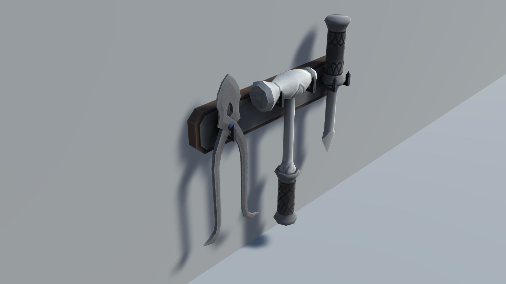 Bedroom Set B wooden cabinet with gold details Low-poly 3D model_9