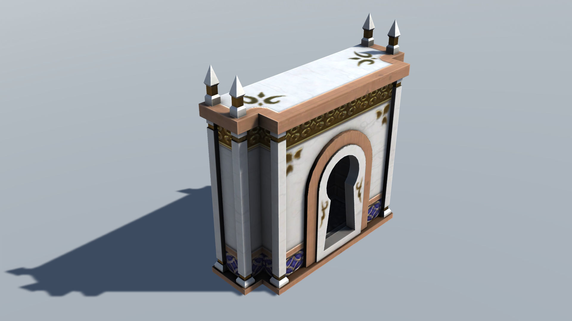Bedroom Set C ornate door Low-poly 3D model_4