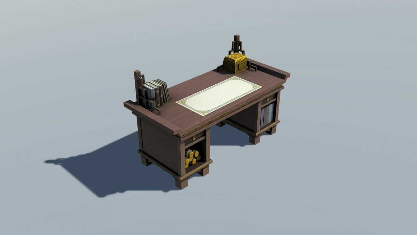 Bedroom Set D desk Low-poly 3D model_2
