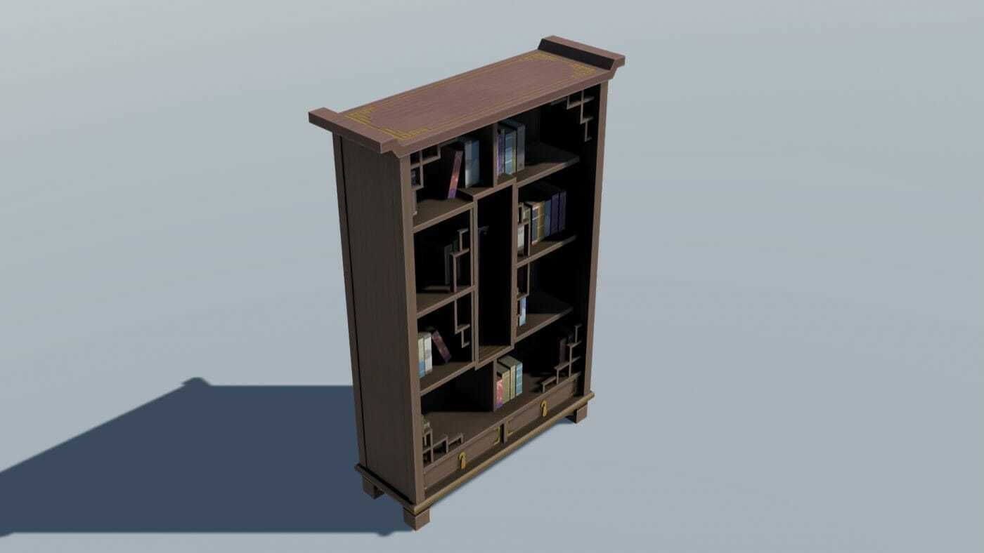 Bedroom Set D desk Low-poly 3D model_3