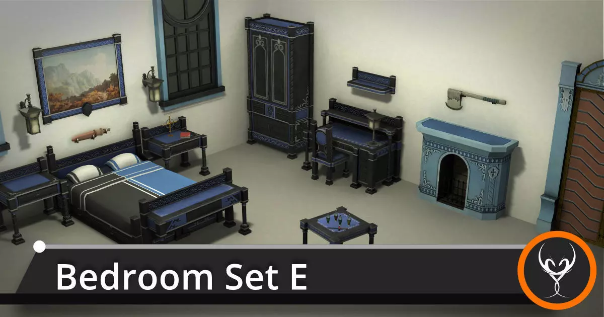 Bedroom Set E bed Low-poly 3D model