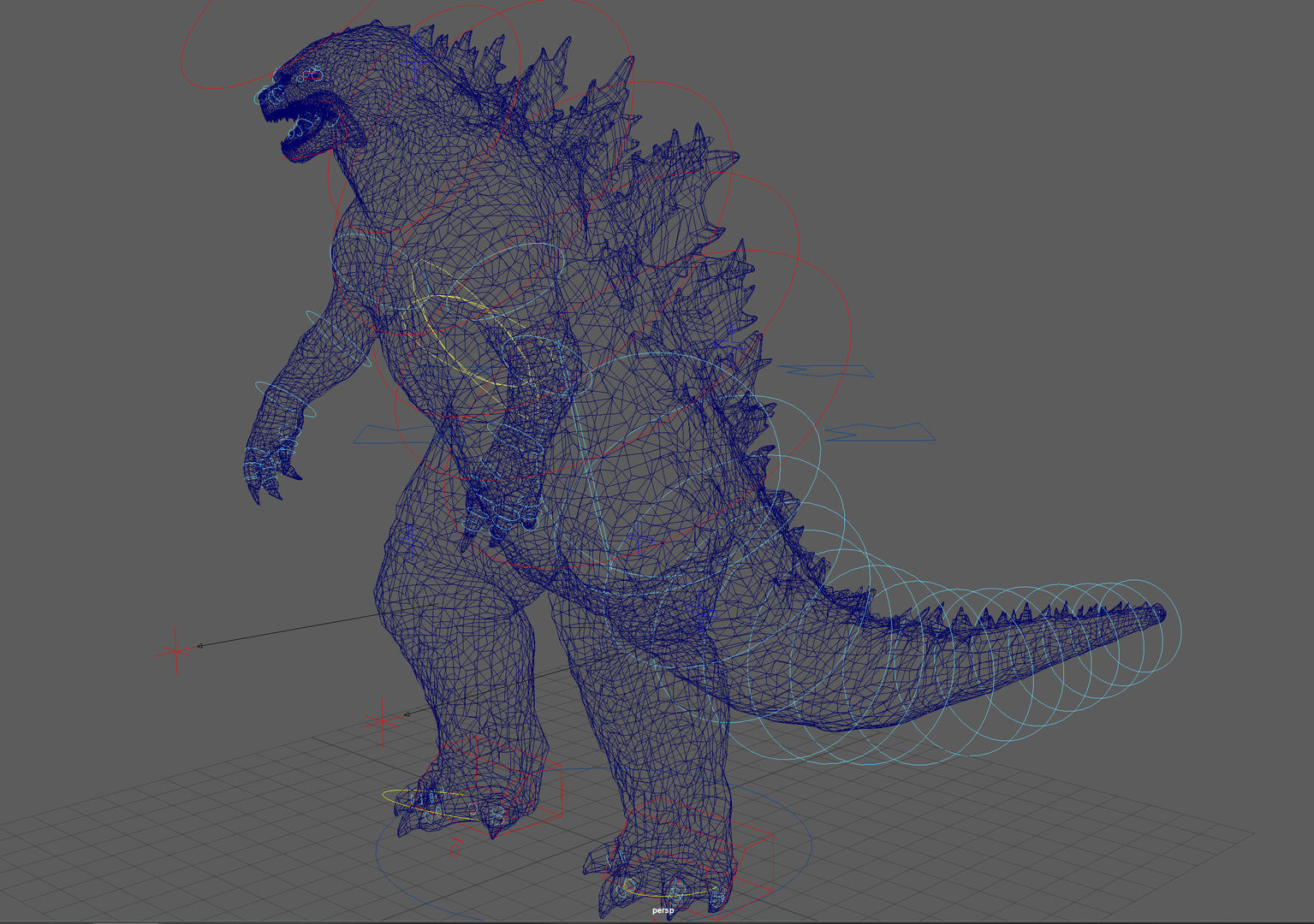  Godzilla Rig model Low-poly 3D model_9