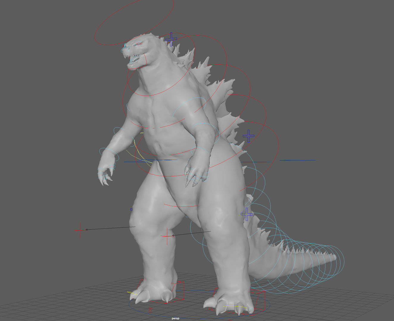  Godzilla Rig model Low-poly 3D model_7