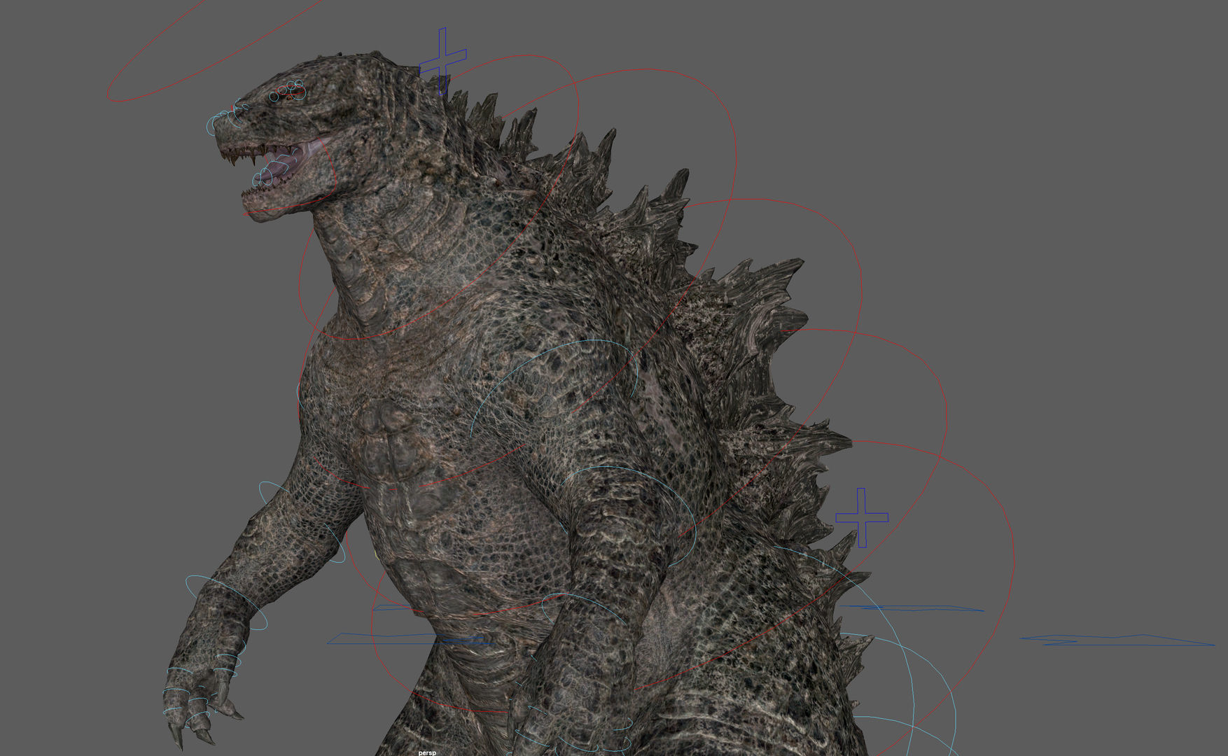  Godzilla Rig model Low-poly 3D model_10