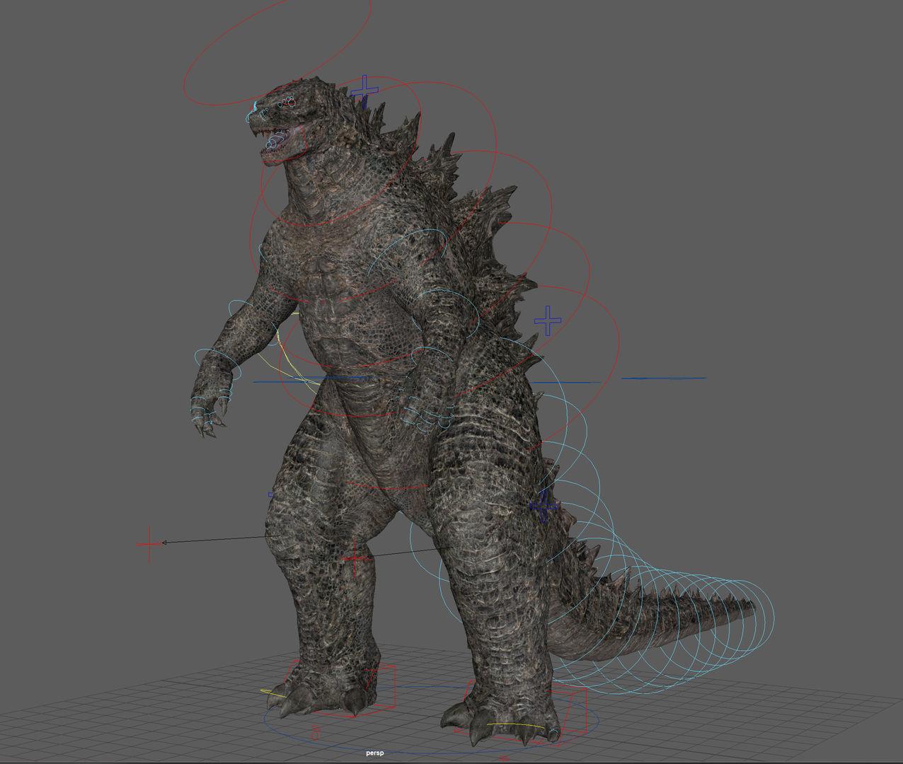  Godzilla Rig model Low-poly 3D model_6
