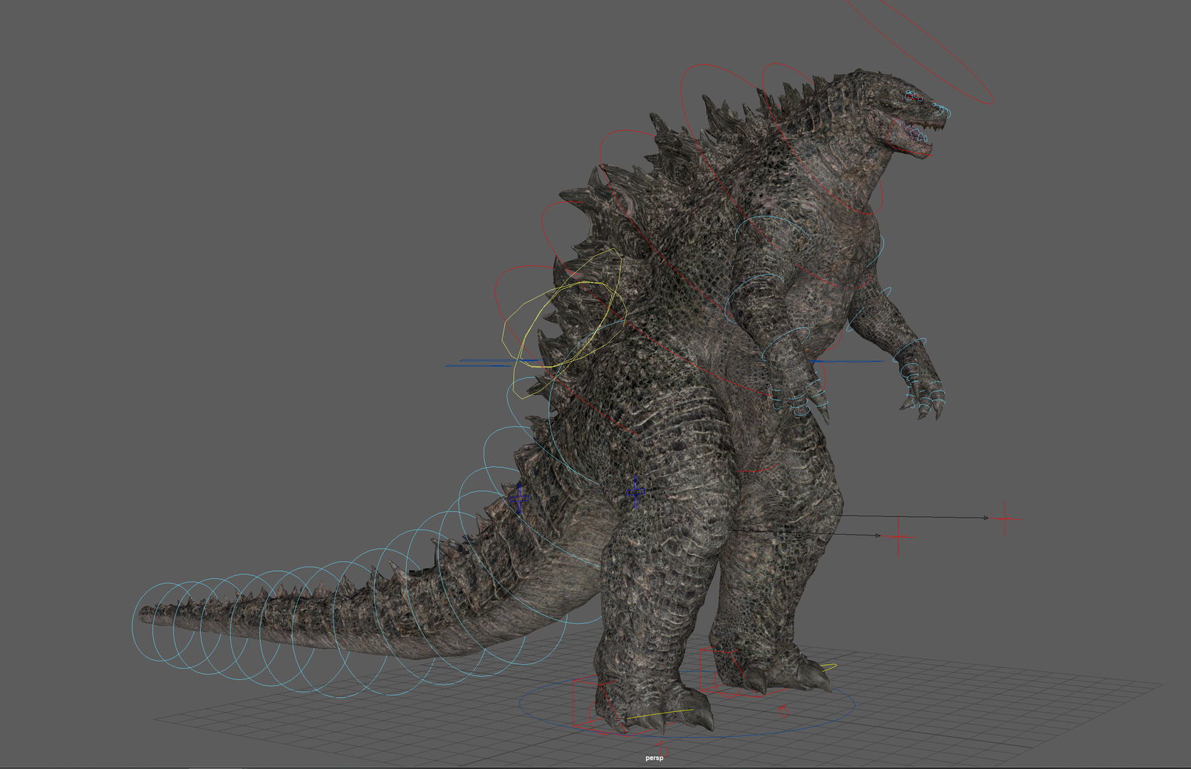  Godzilla Rig model Low-poly 3D model_11