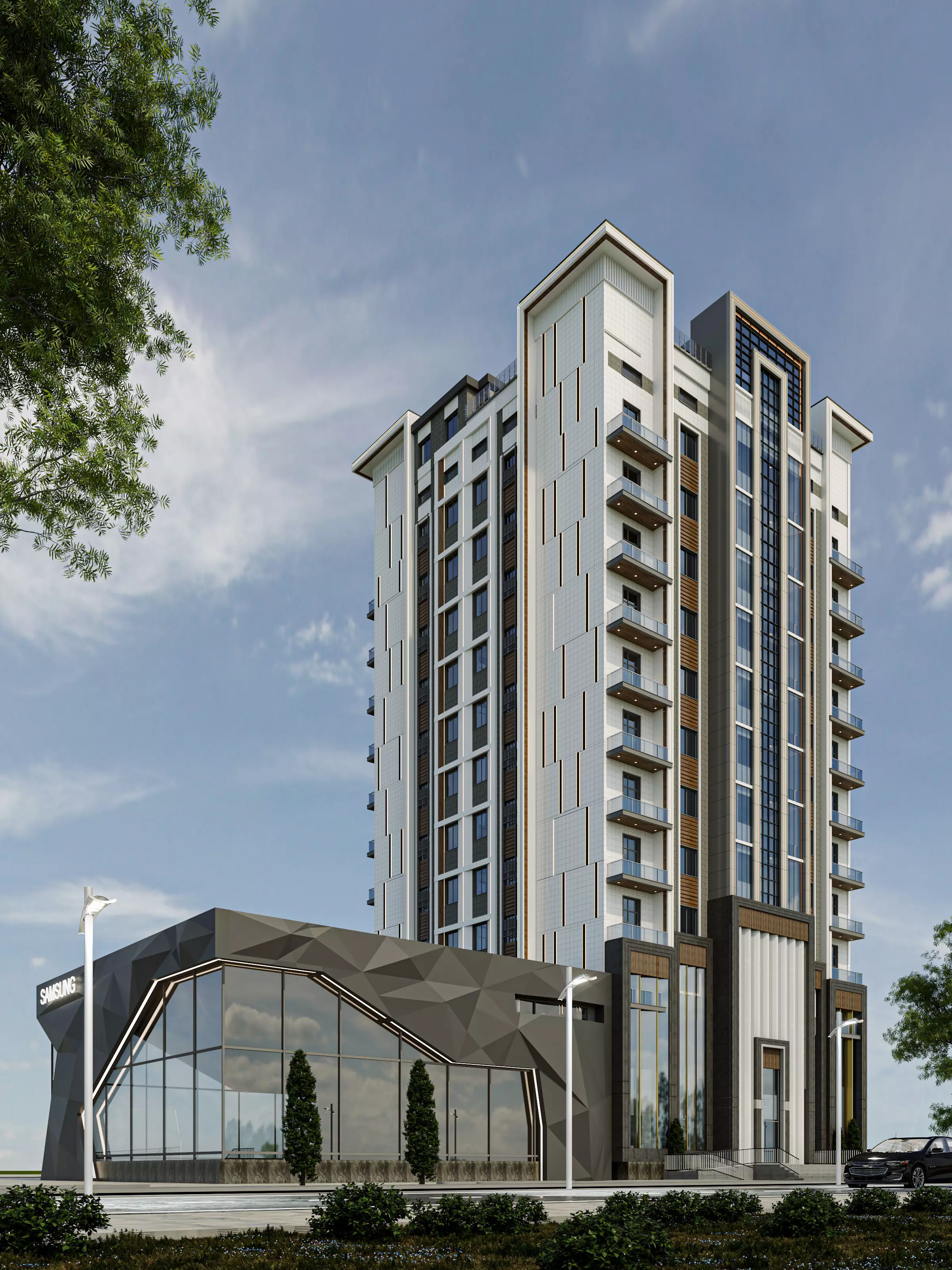 building with balconies and windows 3D model
