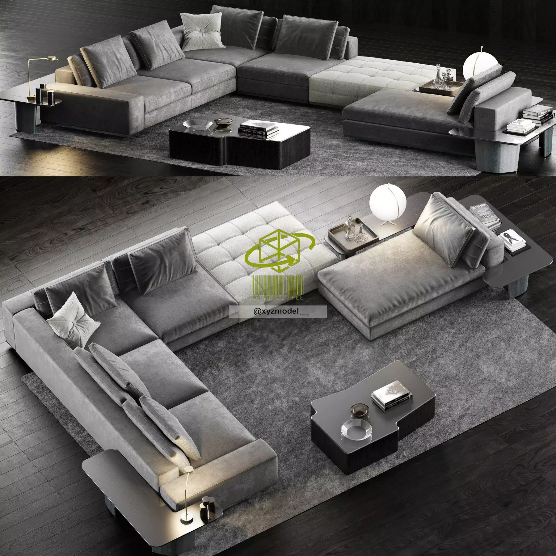 Sofa and chair 004 Low-poly 3D model