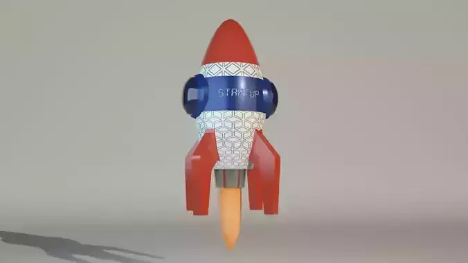 Startup rocket low poly 