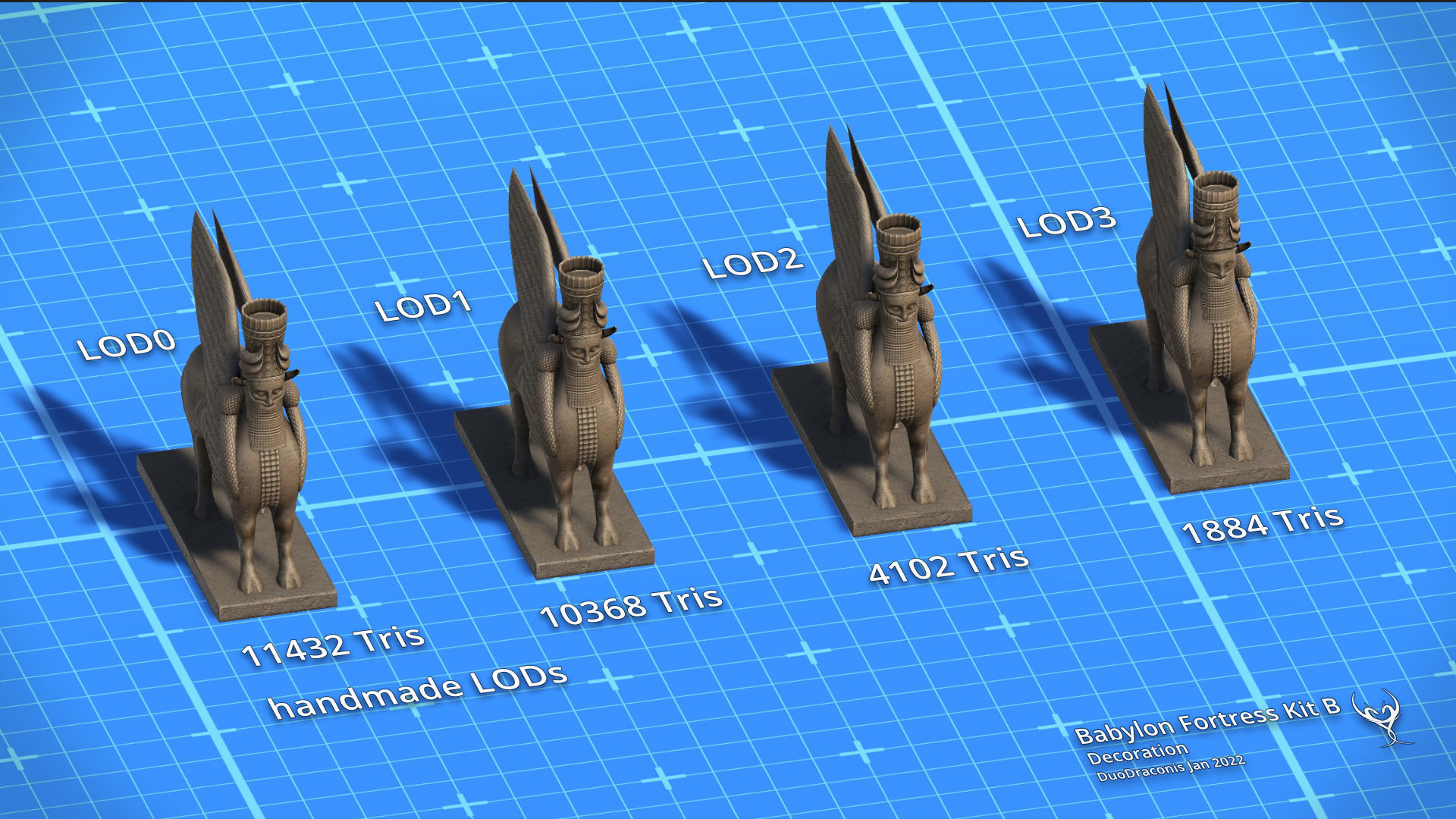 Babylon Fortress Kit B Decoration Low-poly 3D model_5