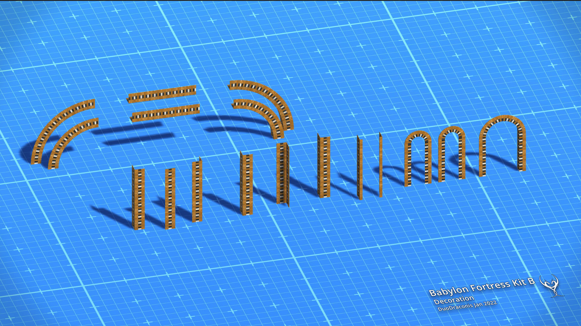 Babylon Fortress Kit B Decoration Low-poly 3D model_8