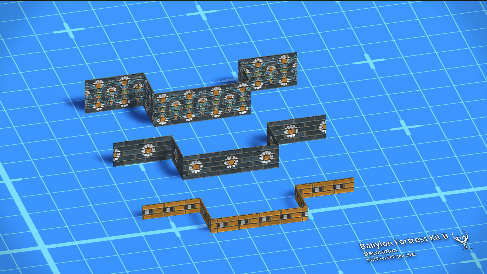 Babylon Fortress Kit B Decoration Low-poly 3D model_7