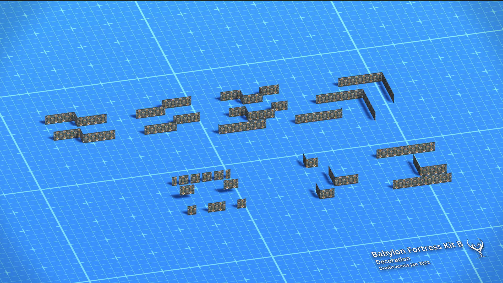 Babylon Fortress Kit B Decoration Low-poly 3D model_9