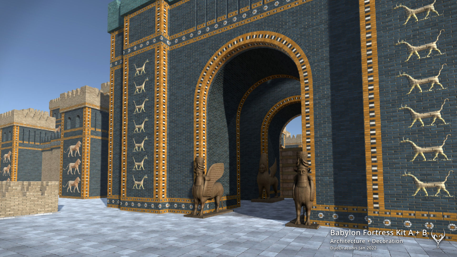 Babylon Fortress Kit B Decoration Low-poly 3D model_1