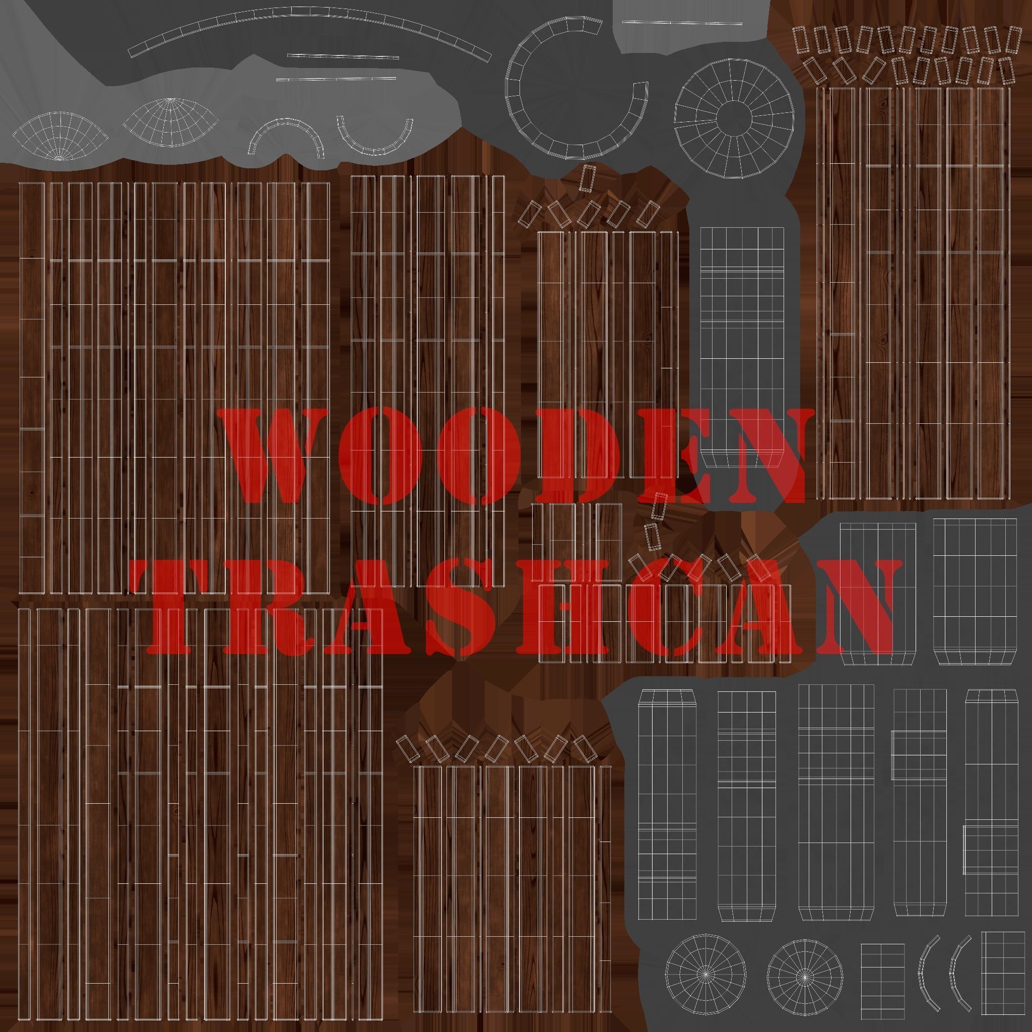 Wooden Trashcan 3D model_15