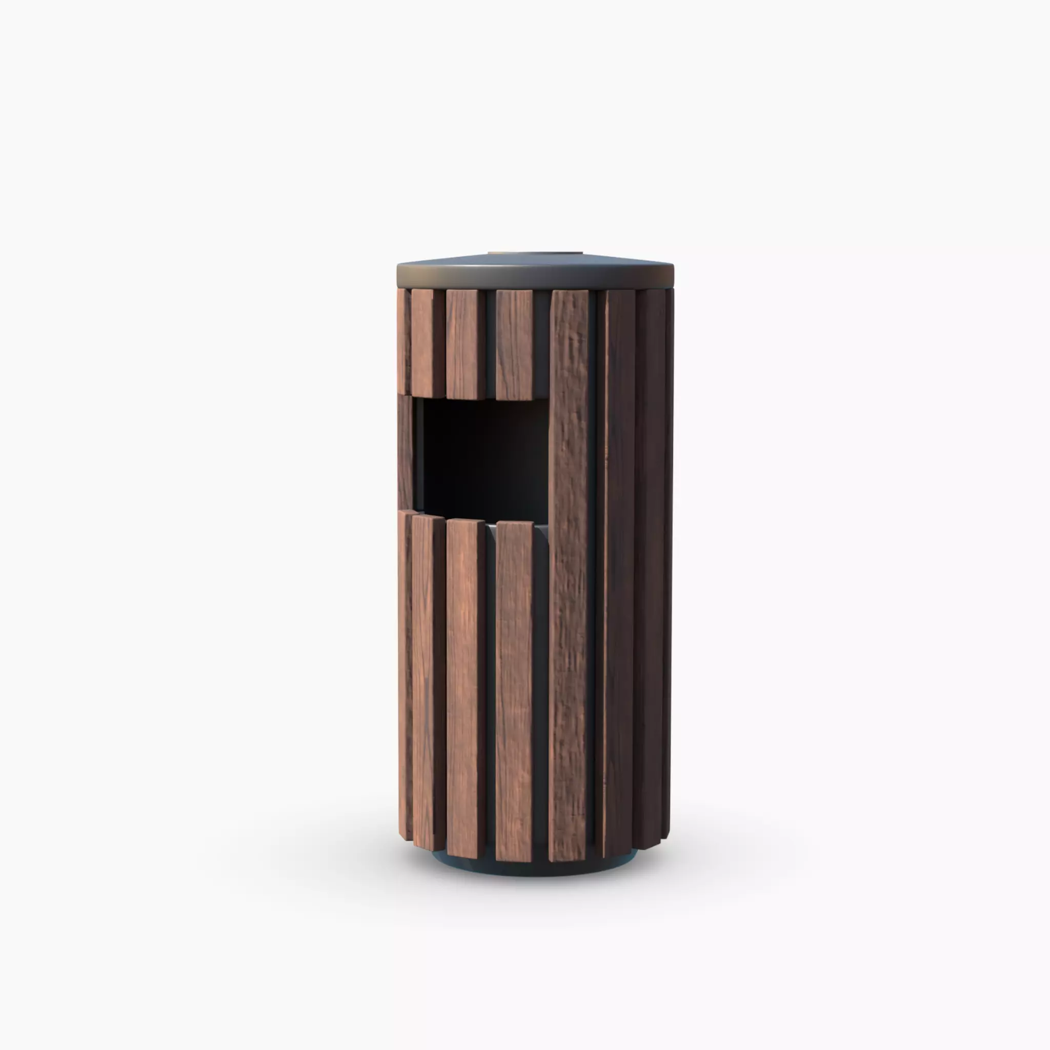 Wooden Trashcan 3D model_0