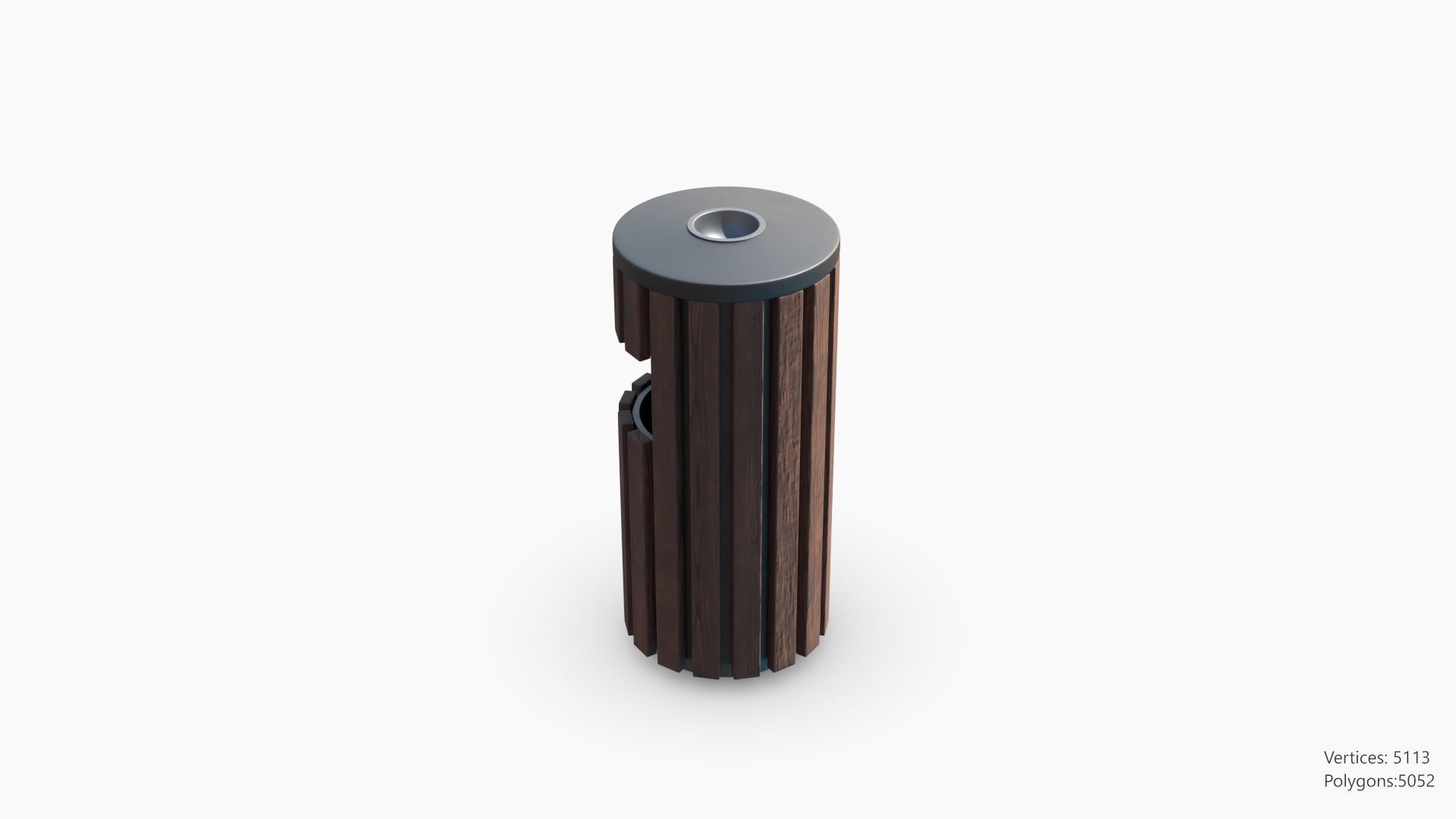 Wooden Trashcan 3D model_6