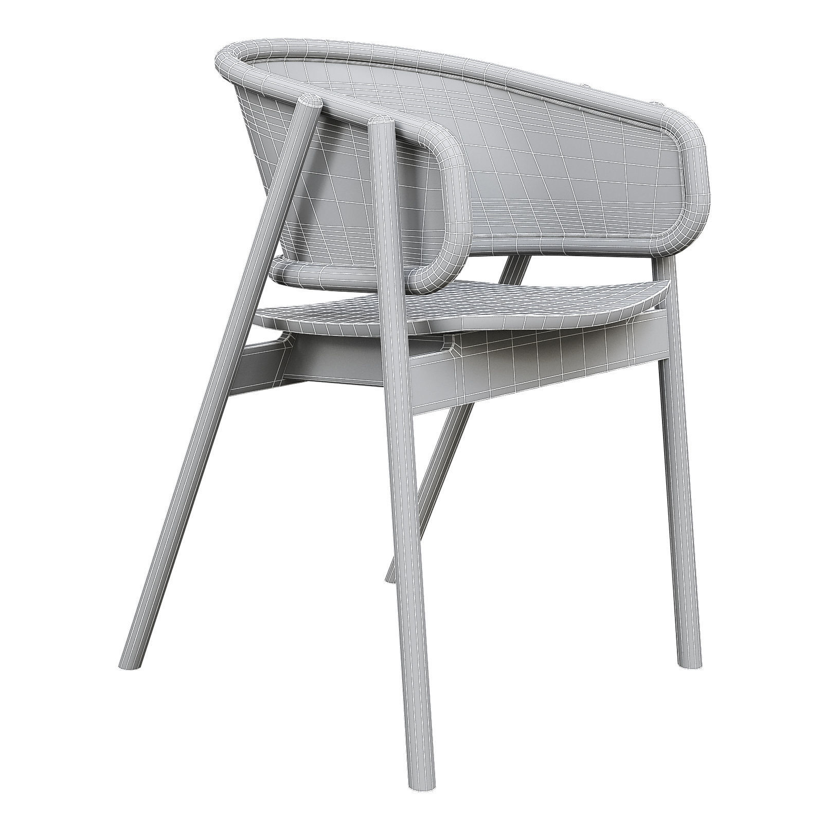 Cane Armchair 3d model Low-poly 3D model_4