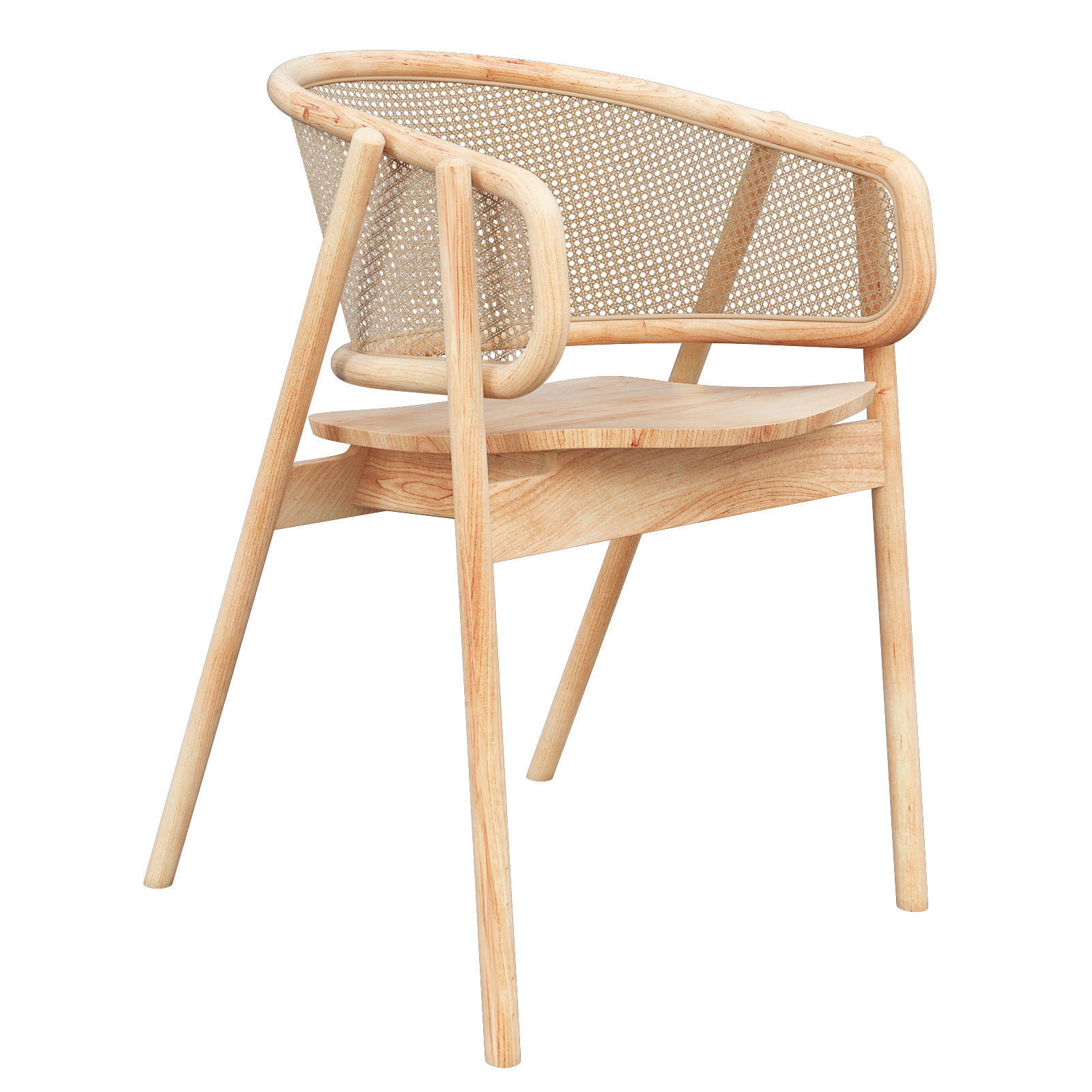 Cane Armchair 3d model Low-poly 3D model_0