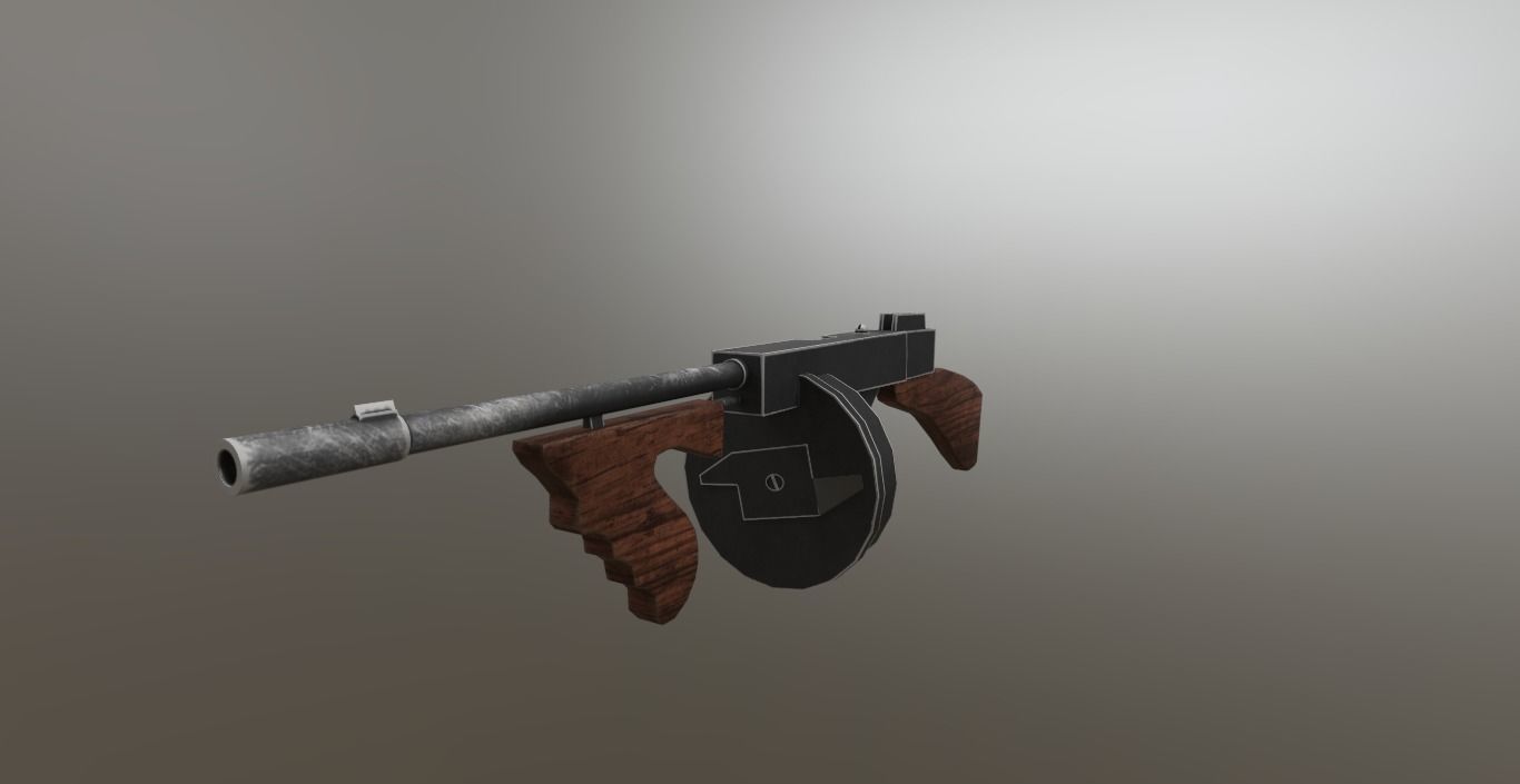 3D Thompson pistol Low-poly 3D model_2