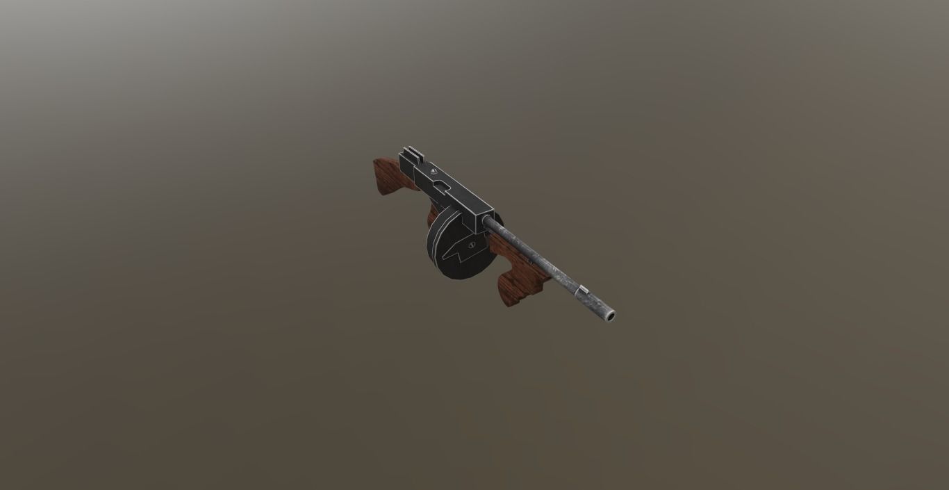 3D Thompson pistol Low-poly 3D model_6