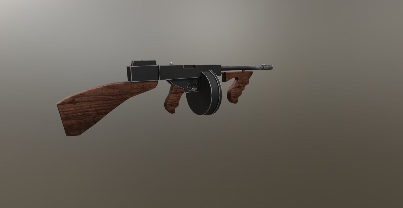 3D Thompson pistol Low-poly 3D model_4