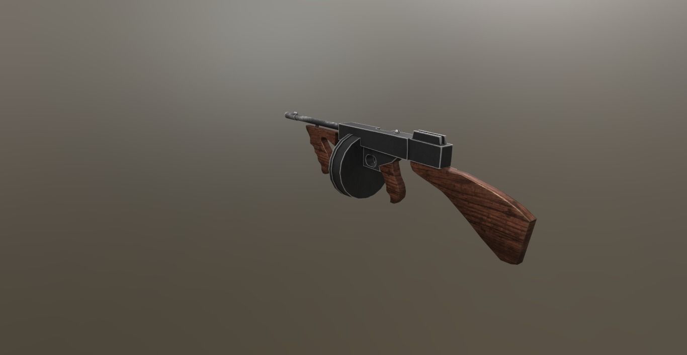 3D Thompson pistol Low-poly 3D model_1