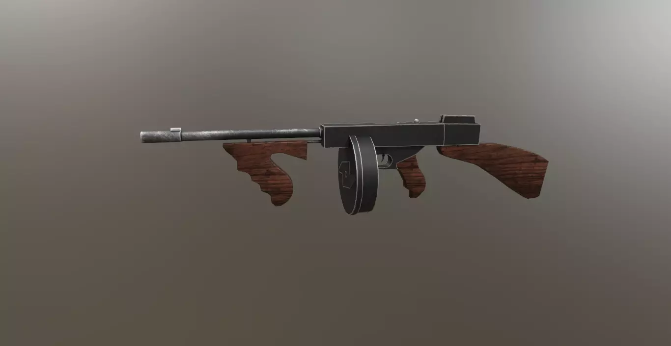 3D Thompson pistol Low-poly 3D model_0