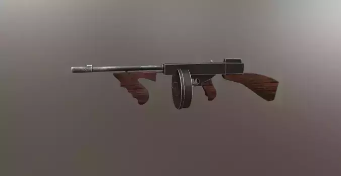 3D Thompson pistol Low-poly 3D model