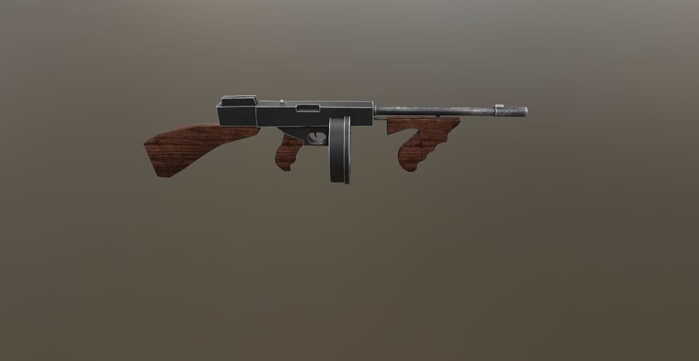 3D Thompson pistol Low-poly 3D model_5