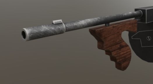 3D Thompson pistol Low-poly 3D model_3