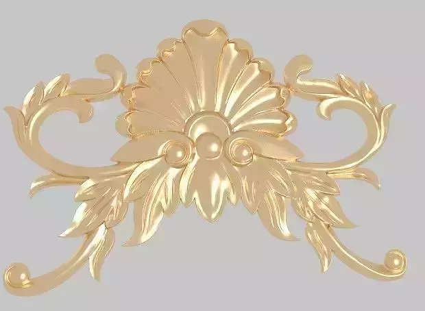 Classic mirror frame inlaid wood interior luxurious 3D model 