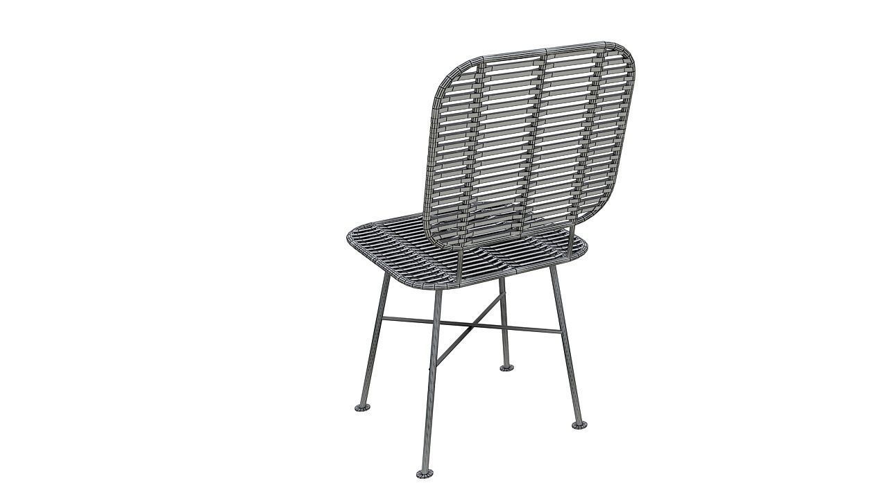 Natural fiber dining chair 3D model_9