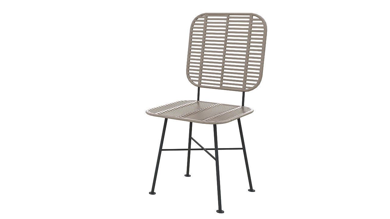 Natural fiber dining chair 3D model_2