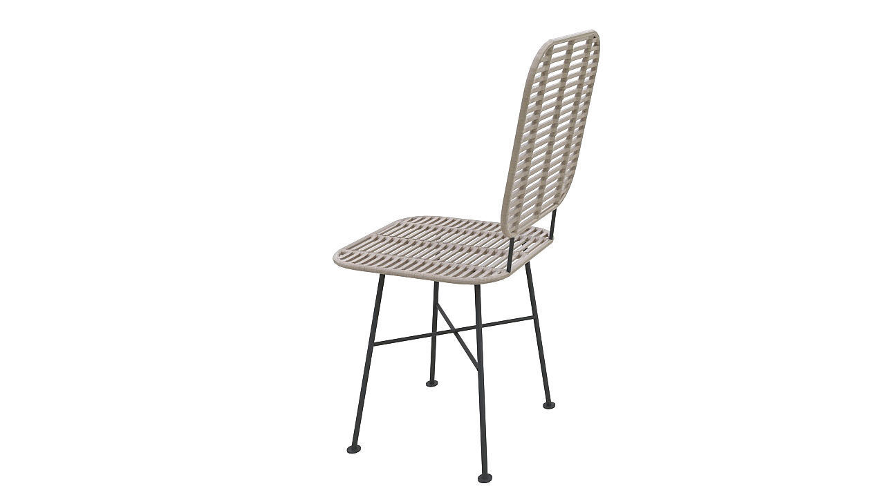 Natural fiber dining chair 3D model_4