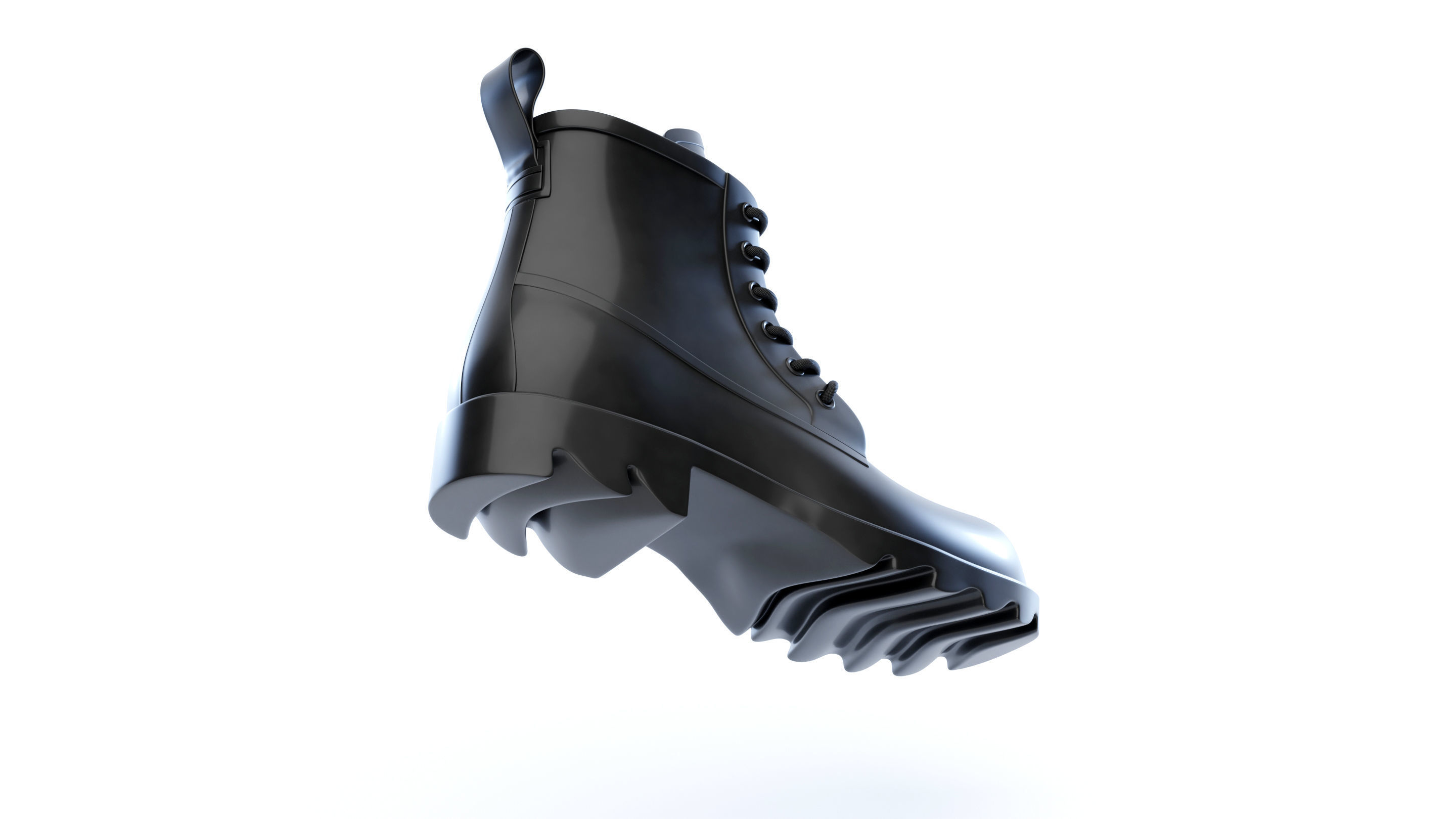 Bottega Veneta Stride Rubber Lace Up Boots 3D model_5