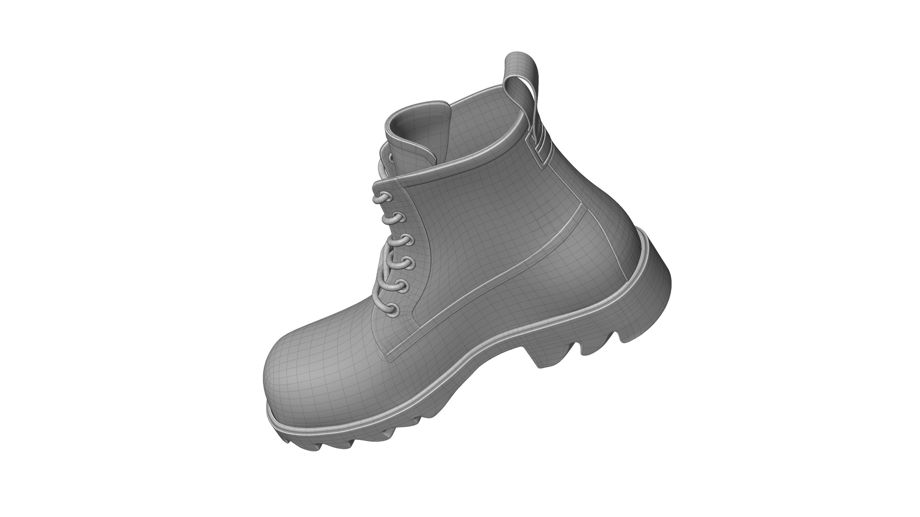 Bottega Veneta Stride Rubber Lace Up Boots 3D model_16