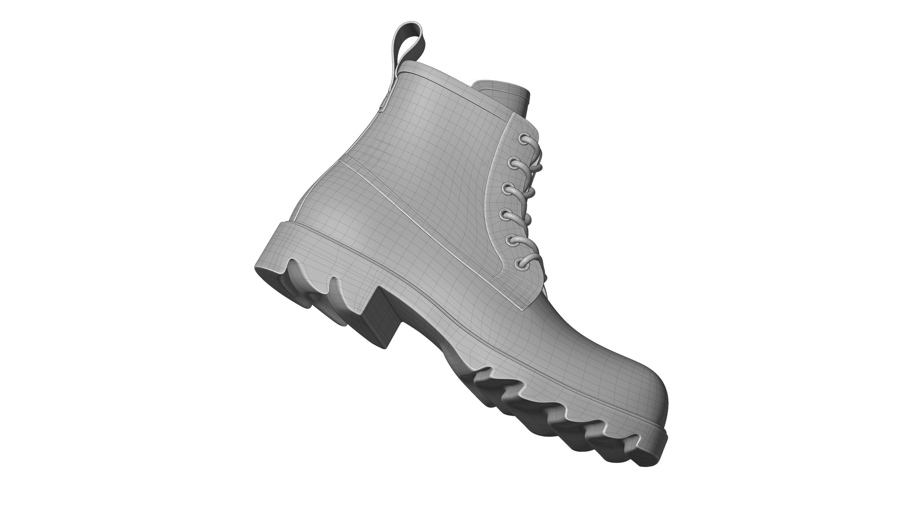 Bottega Veneta Stride Rubber Lace Up Boots 3D model_20