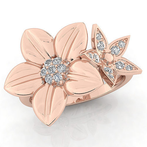 Fancy flower ring 3D print model