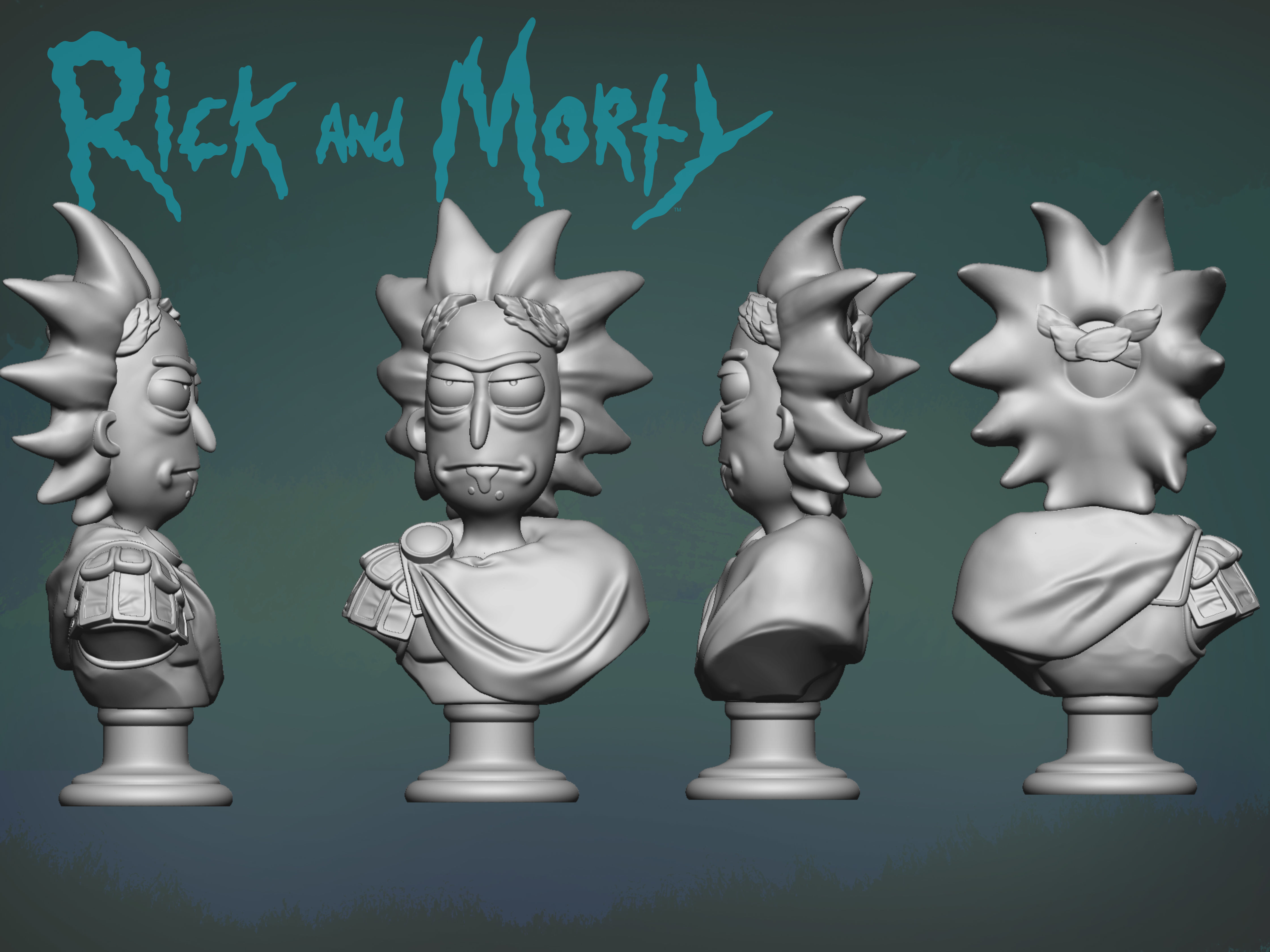 Rick bust 3D print model_5