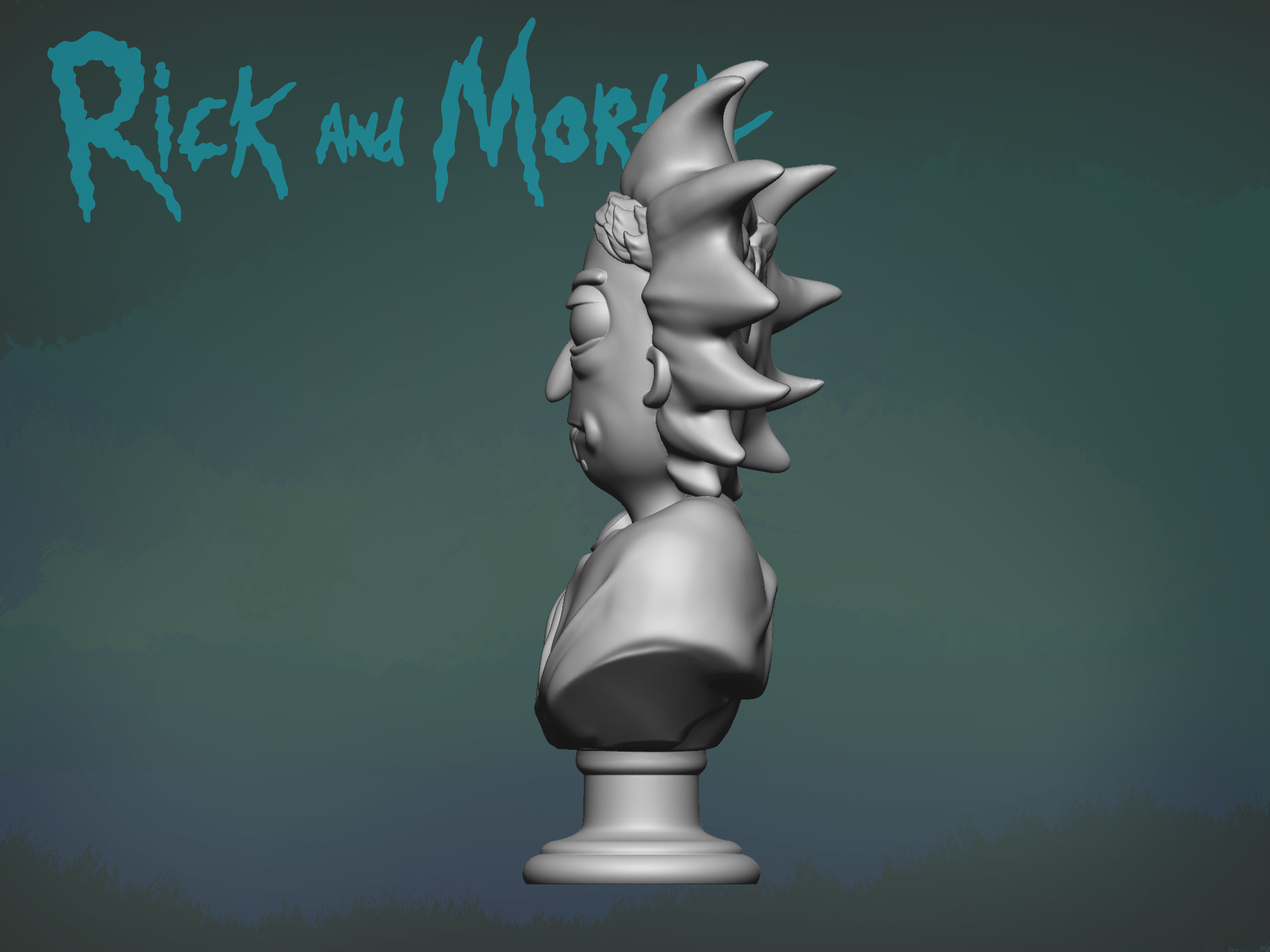 Rick bust 3D print model_4