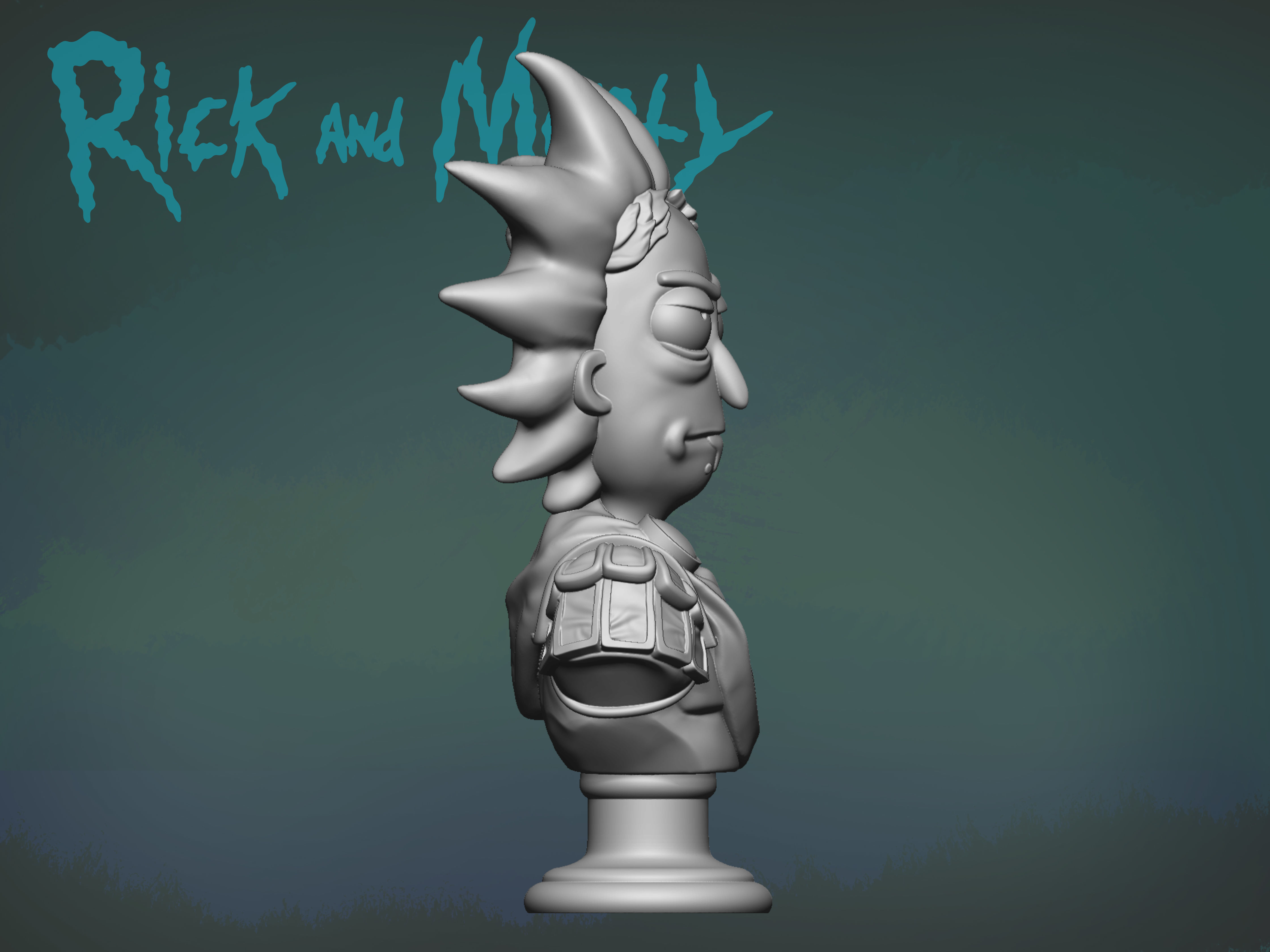 Rick bust 3D print model_3